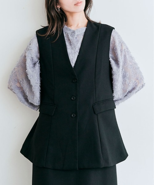 kirakiraShop（キラキラショップ）の「OUI CLASSYジレベスト（ベスト・レディース・ブラック/アイボリー/チャコール/ネイビー・M/L）」の7枚目の写真
