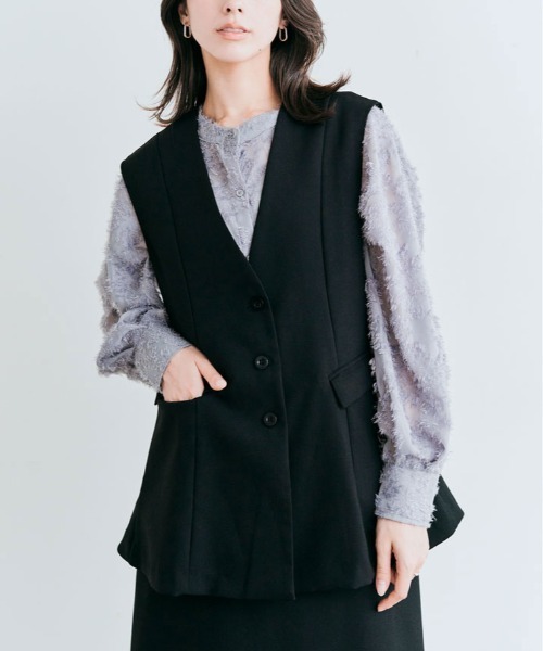 kirakiraShop（キラキラショップ）の「OUI CLASSYジレベスト（ベスト・レディース・ブラック/アイボリー/チャコール/ネイビー・M/L）」の9枚目の写真