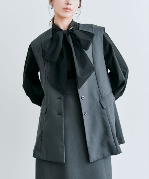 kirakiraShop（キラキラショップ）の「OUI CLASSYジレベスト（ベスト・レディース・ブラック/アイボリー/チャコール/ネイビー・M/L）」の14枚目の写真