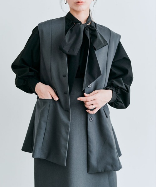 kirakiraShop（キラキラショップ）の「OUI CLASSYジレベスト（ベスト・レディース・ブラック/アイボリー/チャコール/ネイビー・M/L）」の17枚目の写真