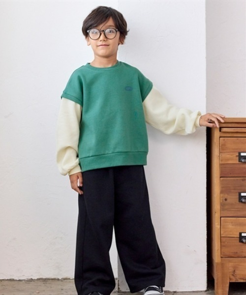 QUNTSTYLE（キュントスタイル）の「裏起毛　選べる♪デザイントレーナー（スウェット・キッズ・ラベンダー/ブルー系/ベージュ系/グリーン系/ブラウン系その他/ネイビー系・100/110/120/130/140/150/160）」の9枚目の写真