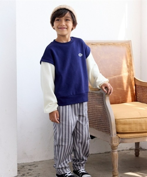 QUNTSTYLE（キュントスタイル）の「裏起毛　選べる♪デザイントレーナー（スウェット・キッズ・ラベンダー/ブルー系/ベージュ系/グリーン系/ブラウン系その他/ネイビー系・100/110/120/130/140/150/160）」の12枚目の写真