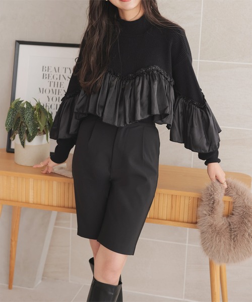 KOBE LETTUCE（コウベレタス）の「バミューダハーフパンツ（その他パンツ・レディース・ブラック/キャメル・M/S/XS）」の5枚目の写真
