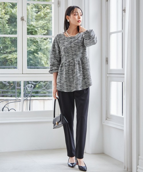 セール】【2点セット】洗えるきれい見えカットツイードセットアップ