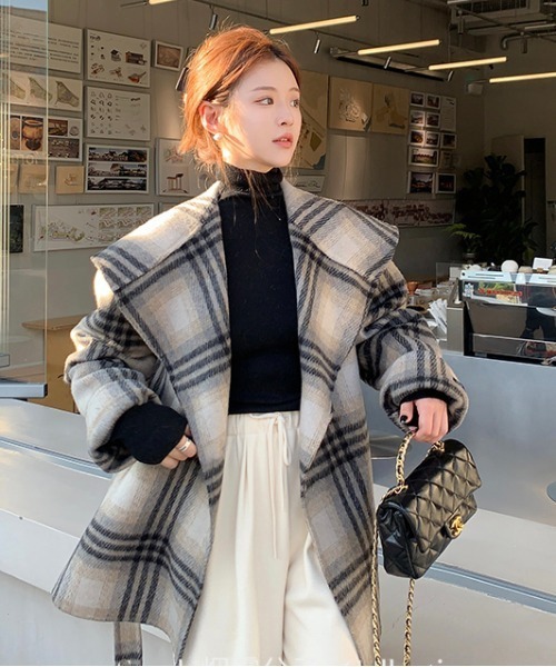 gossip!ロサンゼルス(ゴシップロサンゼルス)の「Y2K レトロなチェック柄 チェスターコート(チェスターコート・レディース・ブラック・FREE)」の16枚目の写真