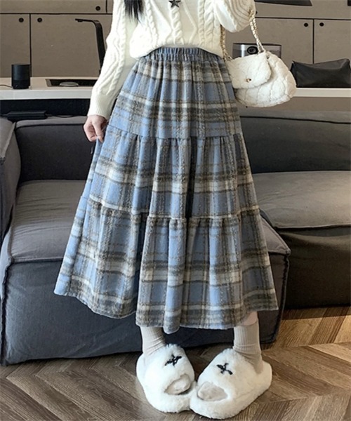 FREE STYLISTS（フリー スタイリスト）の「チェックティアードスカート（スカート・レディース・ブラウン/レッド/ブルー/ブラック・XL/S/L/M）」の10枚目の写真