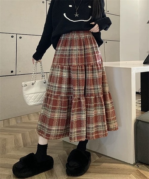 FREE STYLISTS（フリー スタイリスト）の「チェックティアードスカート（スカート・レディース・ブラウン/レッド/ブルー/ブラック・XL/S/L/M）」の15枚目の写真