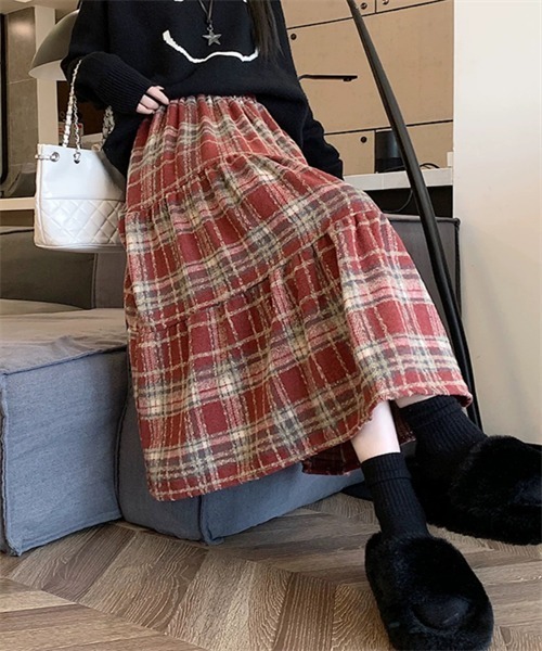 FREE STYLISTS（フリー スタイリスト）の「チェックティアードスカート（スカート・レディース・ブラウン/レッド/ブルー/ブラック・XL/S/L/M）」の17枚目の写真