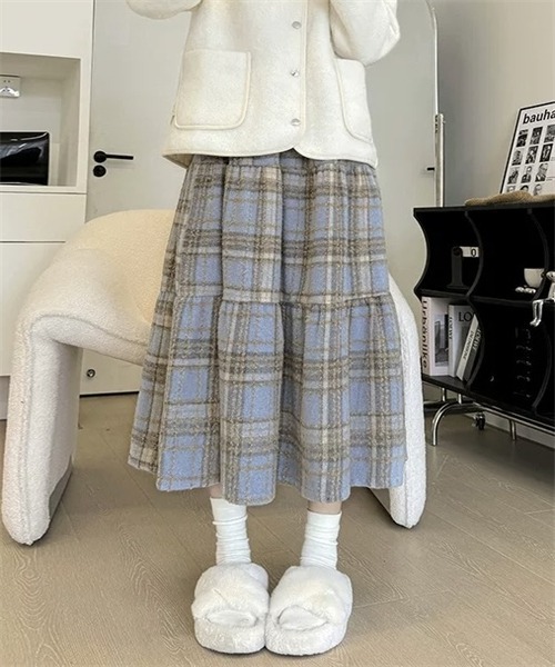 FREE STYLISTS（フリー スタイリスト）の「チェックティアードスカート（スカート・レディース・ブラウン/レッド/ブルー/ブラック・XL/S/L/M）」の11枚目の写真