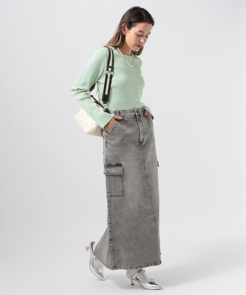 BAYFLOW（ベイフロー）の「[華やかなラメ素材]ハイゲージラメニットプルオーバー（ニット/セーター・レディース・ライトグリーン/オフホワイト/ネイビー・FREE）」の4枚目の写真