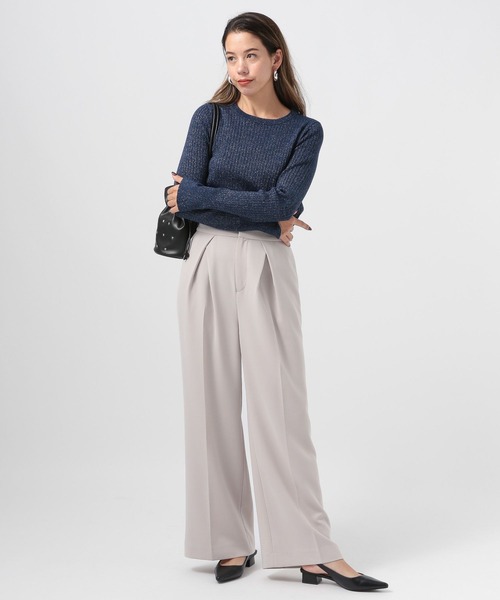 BAYFLOW（ベイフロー）の「[華やかなラメ素材]ハイゲージラメニットプルオーバー（ニット/セーター・レディース・ライトグリーン/オフホワイト/ネイビー・FREE）」の6枚目の写真