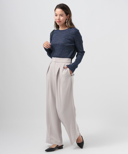 BAYFLOW（ベイフロー）の「[華やかなラメ素材]ハイゲージラメニットプルオーバー（ニット/セーター・レディース・ライトグリーン/オフホワイト/ネイビー・FREE）」の7枚目の写真