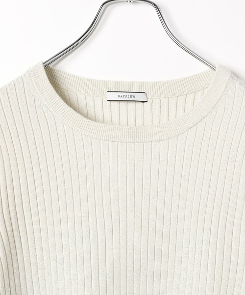 BAYFLOW（ベイフロー）の「[華やかなラメ素材]ハイゲージラメニットプルオーバー（ニット/セーター・レディース・ライトグリーン/オフホワイト/ネイビー・FREE）」の13枚目の写真