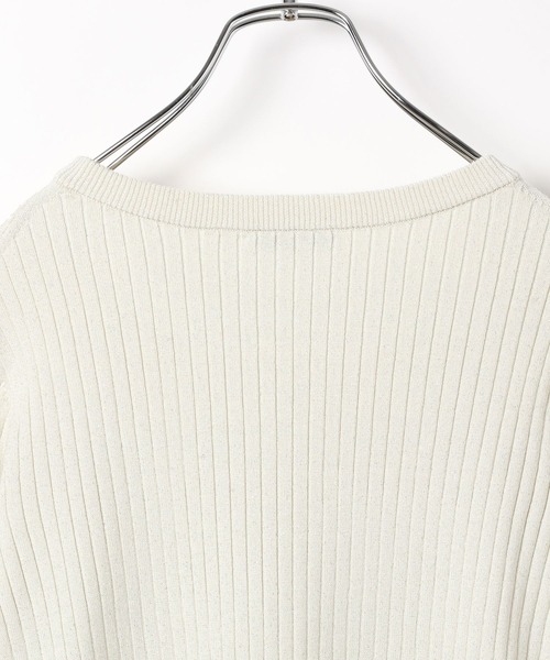 BAYFLOW（ベイフロー）の「[華やかなラメ素材]ハイゲージラメニットプルオーバー（ニット/セーター・レディース・ライトグリーン/オフホワイト/ネイビー・FREE）」の14枚目の写真