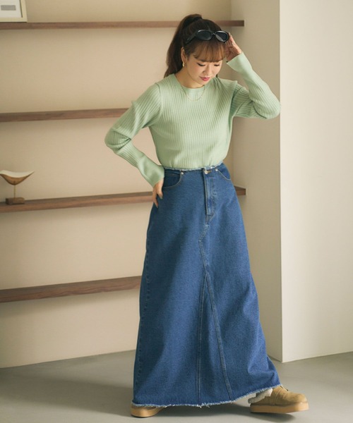 BAYFLOW（ベイフロー）の「[華やかなラメ素材]ハイゲージラメニットプルオーバー（ニット/セーター・レディース・ライトグリーン/オフホワイト/ネイビー・FREE）」の21枚目の写真