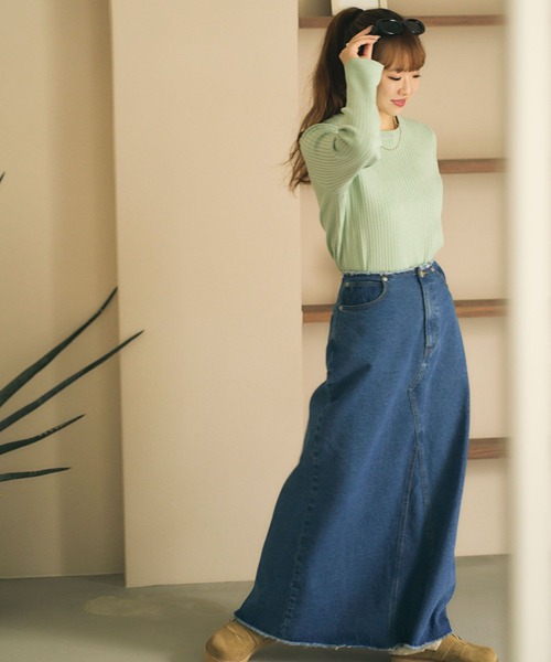 BAYFLOW（ベイフロー）の「[華やかなラメ素材]ハイゲージラメニットプルオーバー（ニット/セーター・レディース・ライトグリーン/オフホワイト/ネイビー・FREE）」の22枚目の写真