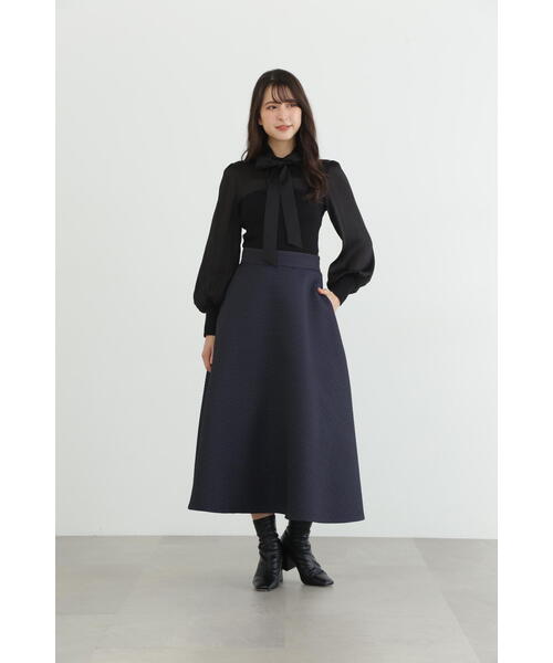 JILL STUART ブラウス シャツ クレープサテンニットドッキング