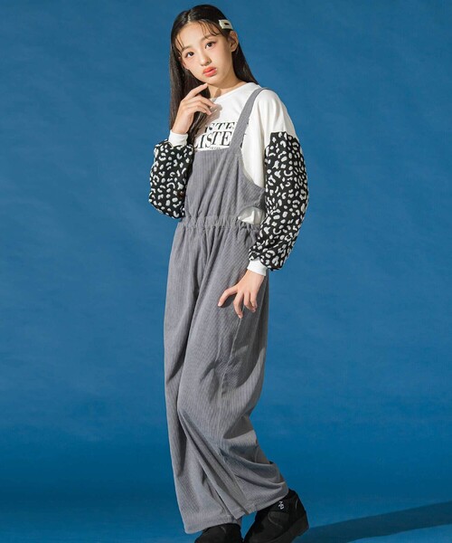 ZIDDY（ジディ）の「コールテンオーバーオール(130~160cm)（サロペット/オーバーオール・キッズ・グレー/ベージュ・FREE/130cm/140cm/150cm）」の5枚目の写真