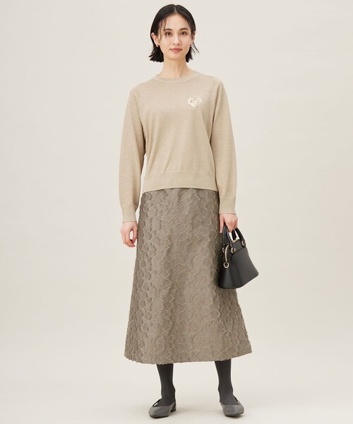 自由区(ジユウク)の「フラワーカットジャガード スカート(スカート・レディース・ベージュ系/ネイビー系・44)」の8枚目の写真