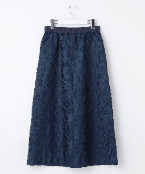 自由区(ジユウク)の「フラワーカットジャガード スカート(スカート・レディース・ベージュ系/ネイビー系・44)」の6枚目の写真