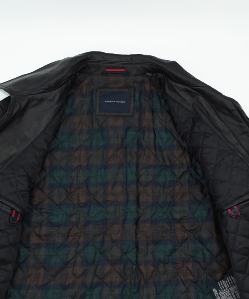 TOMMY HILFIGER(トミーヒルフィガー)の「【ヴィンテージ古着】Y2K TOMMY HILFIGER シングル フルジップレザージャケット(ライダースジャケット・メンズ・ブラック・X-LARGE)」の9枚目の写真
