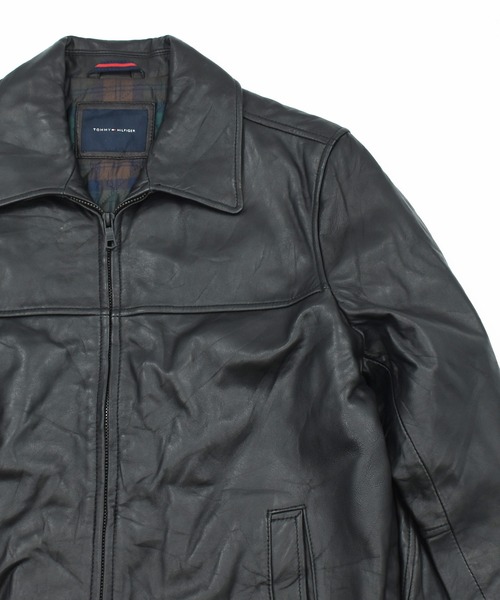 TOMMY HILFIGER(トミーヒルフィガー)の「【ヴィンテージ古着】Y2K TOMMY HILFIGER シングル フルジップレザージャケット(ライダースジャケット・メンズ・ブラック・X-LARGE)」の6枚目の写真