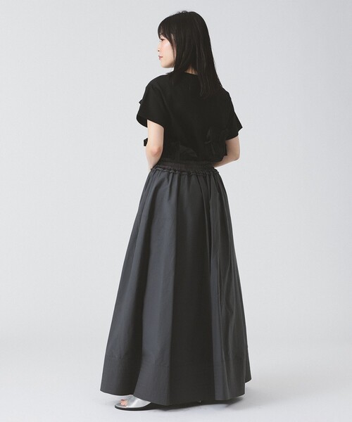 Ray BEAMS(レイビームス)の「RBS / ギャザー フリル Tシャツ(Tシャツ/カットソー・レディース・ブラック/ホワイト・ONE SIZE)」の11枚目の写真