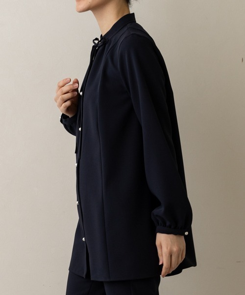 ブラウス シャツ 「SONO/ソーノ」「SONO NAVY/ソーノネイビー」「防しわダブルクロス」リボンタイチュニックブラウス レディース SONO/ソーノ】【SONO NAVY/ソーノネイビー】〈防しわダブル
