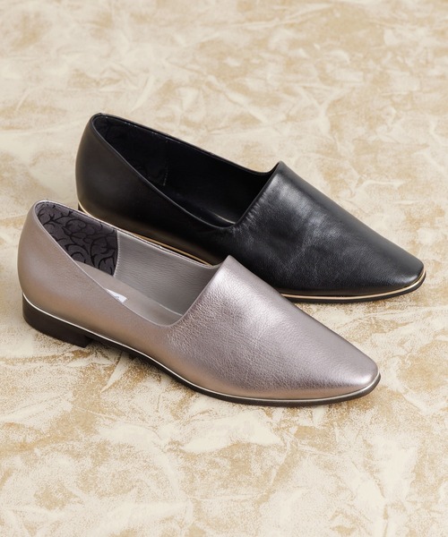 Made in Japan】【卑弥呼】【撥水】メタルラインソフトレザーフラット