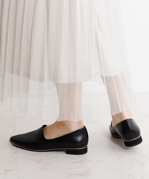 卑弥呼（ヒミコ）の「【Made in Japan】【卑弥呼】【撥水】メタルラインソフトレザーフラットパンプス/653101（パンプス・レディース・ライトブルー/ブラック/ベージュ/プラチナム/ガンメタ/ダークブラウン/ブルー・22.5cm/23.5cm/24.5cm/23.0cm/24.0cm/25.0cm/25.5cm/26.5cm/26.0cm/21.5cm/22.0cm）」の12枚目の写真