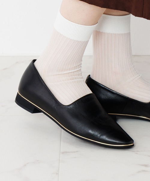 新品◆卑弥呼ヒミコメタルラインソフトレザーフラットパンプス¥24,200のお品 セール】【Made in Japan】【卑弥呼】【撥水】メタルラインソフト