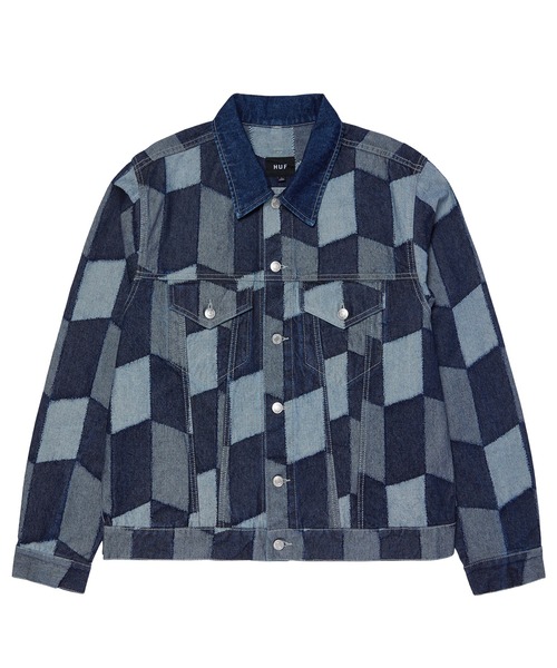 HUF（ハフ）の「PATCHWORK DENIM JACKET / HUF ハフ パッチワーク デニムジャケット（デニムジャケット・メンズ・インディゴブルー・SMALL/MEDIUM/LARGE/X-LARGE）」の2枚目の写真
