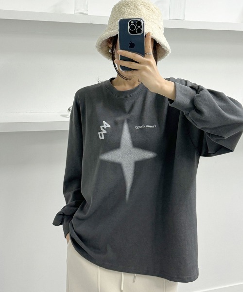 星柄プリント プルオーバースウェット ボリュームスリーブ（Tシャツ/カットソー）｜VIVID LADY（ビビッドレディー）