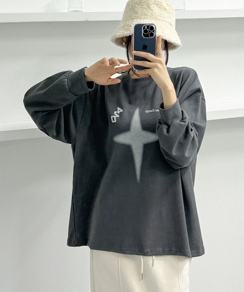 星柄プリント プルオーバースウェット ボリュームスリーブ（Tシャツ/カットソー）｜VIVID LADY（ビビッドレディー）