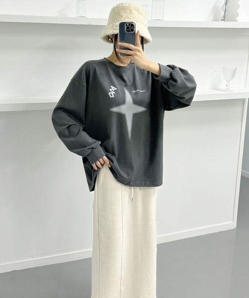 星柄プリント プルオーバースウェット ボリュームスリーブ（Tシャツ/カットソー）｜VIVID LADY（ビビッドレディー）