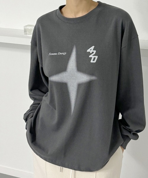 星柄プリント プルオーバースウェット ボリュームスリーブ（Tシャツ/カットソー）｜VIVID LADY（ビビッドレディー）