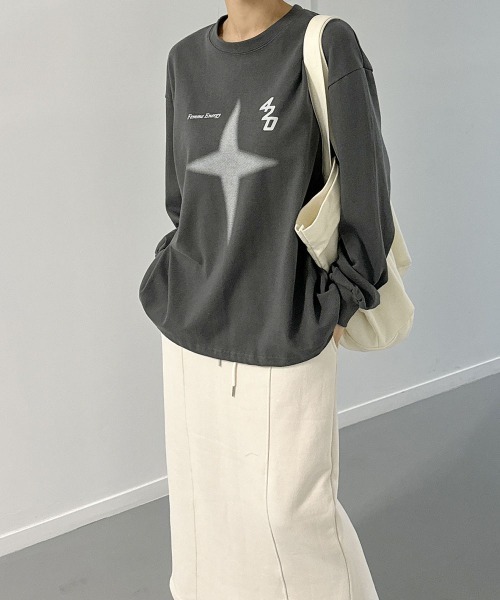 星柄プリント プルオーバースウェット ボリュームスリーブ（Tシャツ/カットソー）｜VIVID LADY（ビビッドレディー）