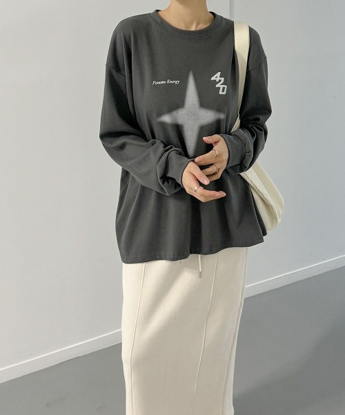 星柄プリント プルオーバースウェット ボリュームスリーブ（Tシャツ/カットソー）｜VIVID LADY（ビビッドレディー）