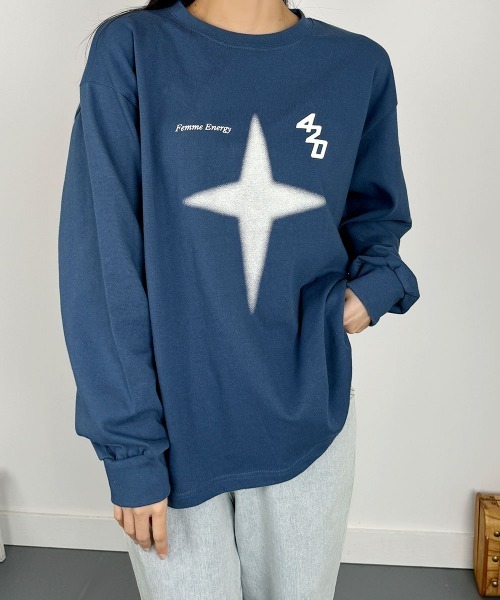 星柄プリント プルオーバースウェット ボリュームスリーブ（Tシャツ/カットソー）｜VIVID LADY（ビビッドレディー）