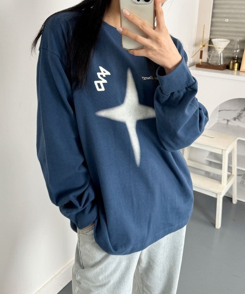 星柄プリント プルオーバースウェット ボリュームスリーブ（Tシャツ/カットソー）｜VIVID LADY（ビビッドレディー）