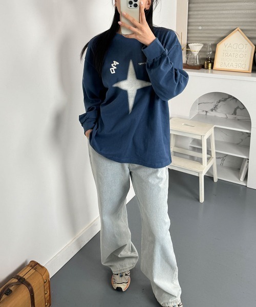 星柄プリント プルオーバースウェット ボリュームスリーブ（Tシャツ/カットソー）｜VIVID LADY（ビビッドレディー）