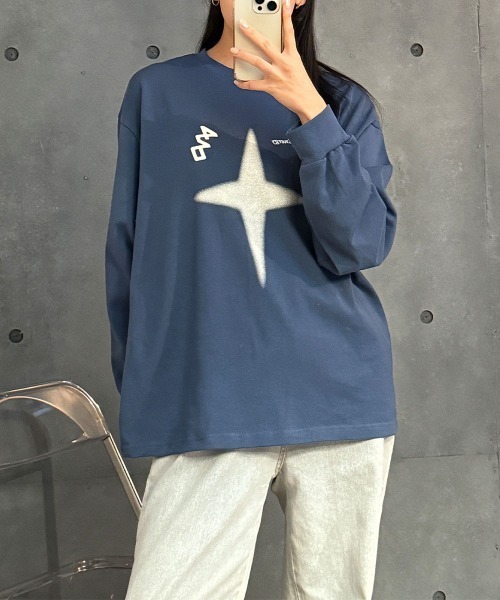 星柄プリント プルオーバースウェット ボリュームスリーブ（Tシャツ/カットソー）｜VIVID LADY（ビビッドレディー）