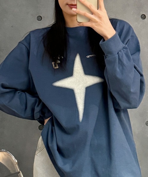 星柄プリント プルオーバースウェット ボリュームスリーブ（Tシャツ/カットソー）｜VIVID LADY（ビビッドレディー）