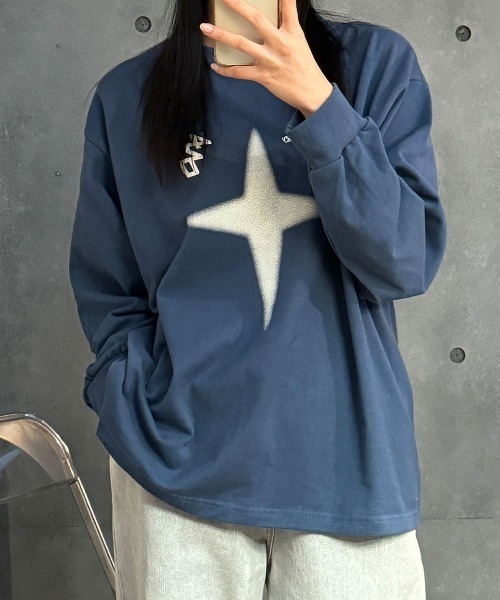 星柄プリント プルオーバースウェット ボリュームスリーブ（Tシャツ/カットソー）｜VIVID LADY（ビビッドレディー）