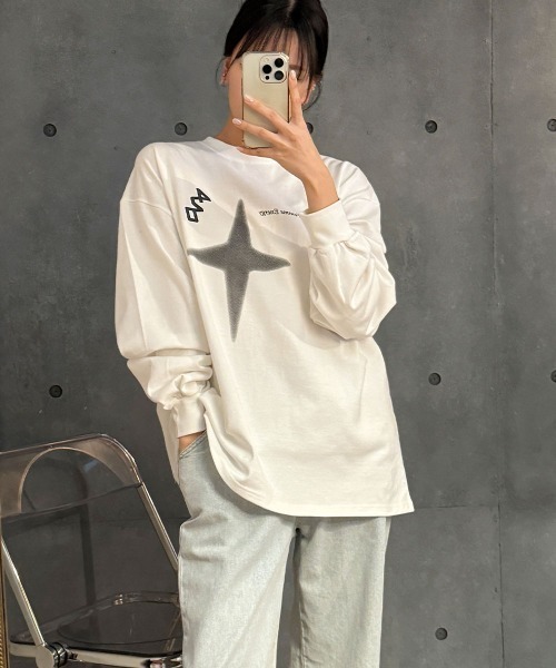 星柄プリント プルオーバースウェット ボリュームスリーブ（Tシャツ/カットソー）｜VIVID LADY（ビビッドレディー）