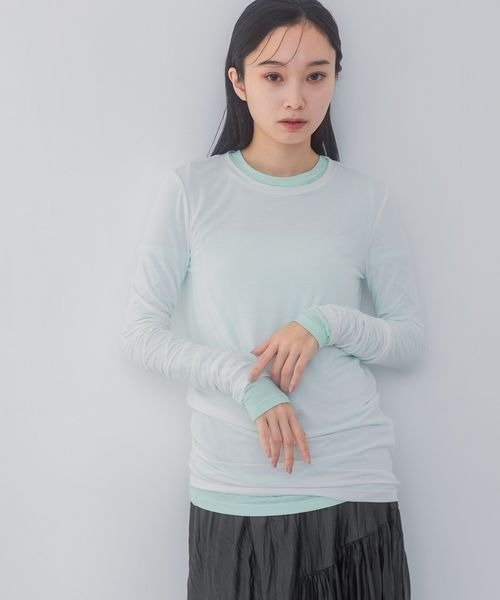 JEANASIS(ジーナシス)の「セミシアーフィットLS TEE/322981(Tシャツ/カットソー・レディース・グレー系その他/チャコール/ブルー/ホワイト・FREE)」の17枚目の写真
