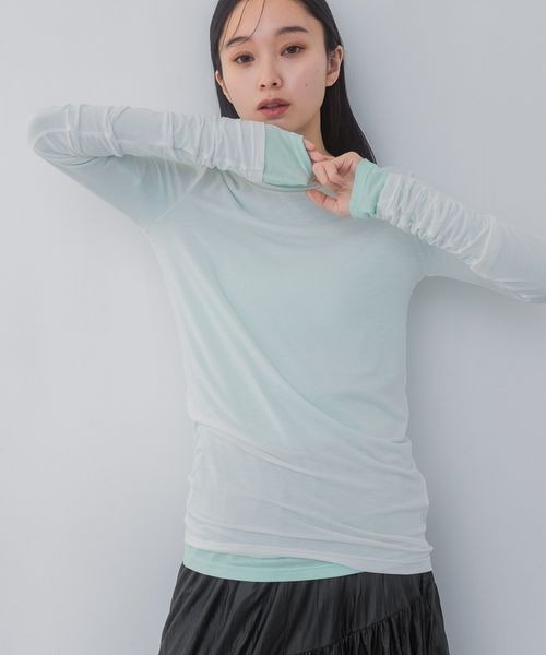 JEANASIS(ジーナシス)の「セミシアーフィットLS TEE/322981(Tシャツ/カットソー・レディース・グレー系その他/チャコール/ブルー/ホワイト・FREE)」の18枚目の写真