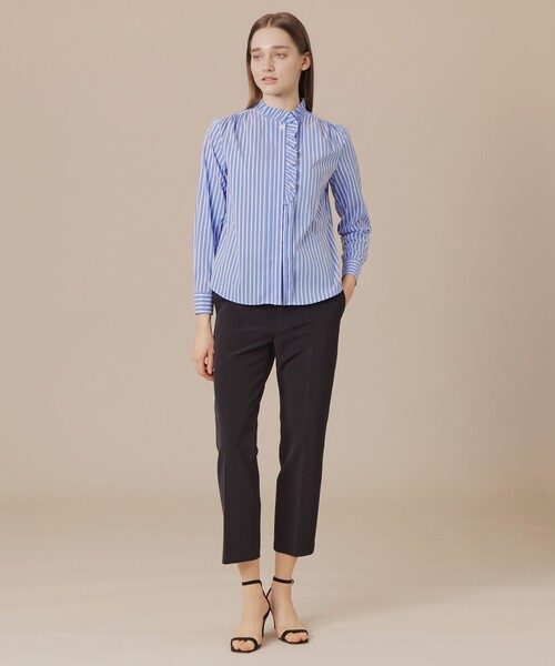 MACKINTOSH LONDON(マッキントッシュ ロンドン)の「コットンナイロンストレッチフリルブラウス(シャツ/ブラウス・レディース・オフホワイト/ブルー系その他4・40/38)」の4枚目の写真