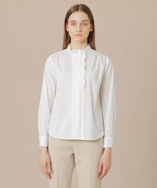 MACKINTOSH LONDON(マッキントッシュ ロンドン)の「コットンナイロンストレッチフリルブラウス(シャツ/ブラウス・レディース・オフホワイト/ブルー系その他4・40/38)」の5枚目の写真