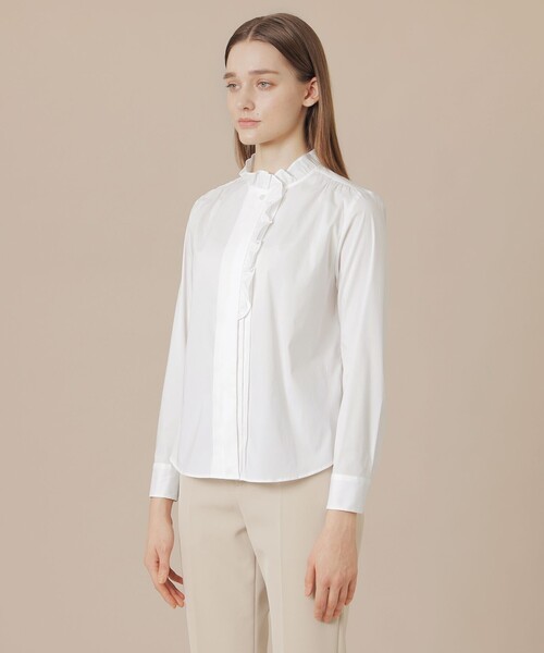 MACKINTOSH LONDON(マッキントッシュ ロンドン)の「コットンナイロンストレッチフリルブラウス(シャツ/ブラウス・レディース・オフホワイト/ブルー系その他4・40/38)」の6枚目の写真